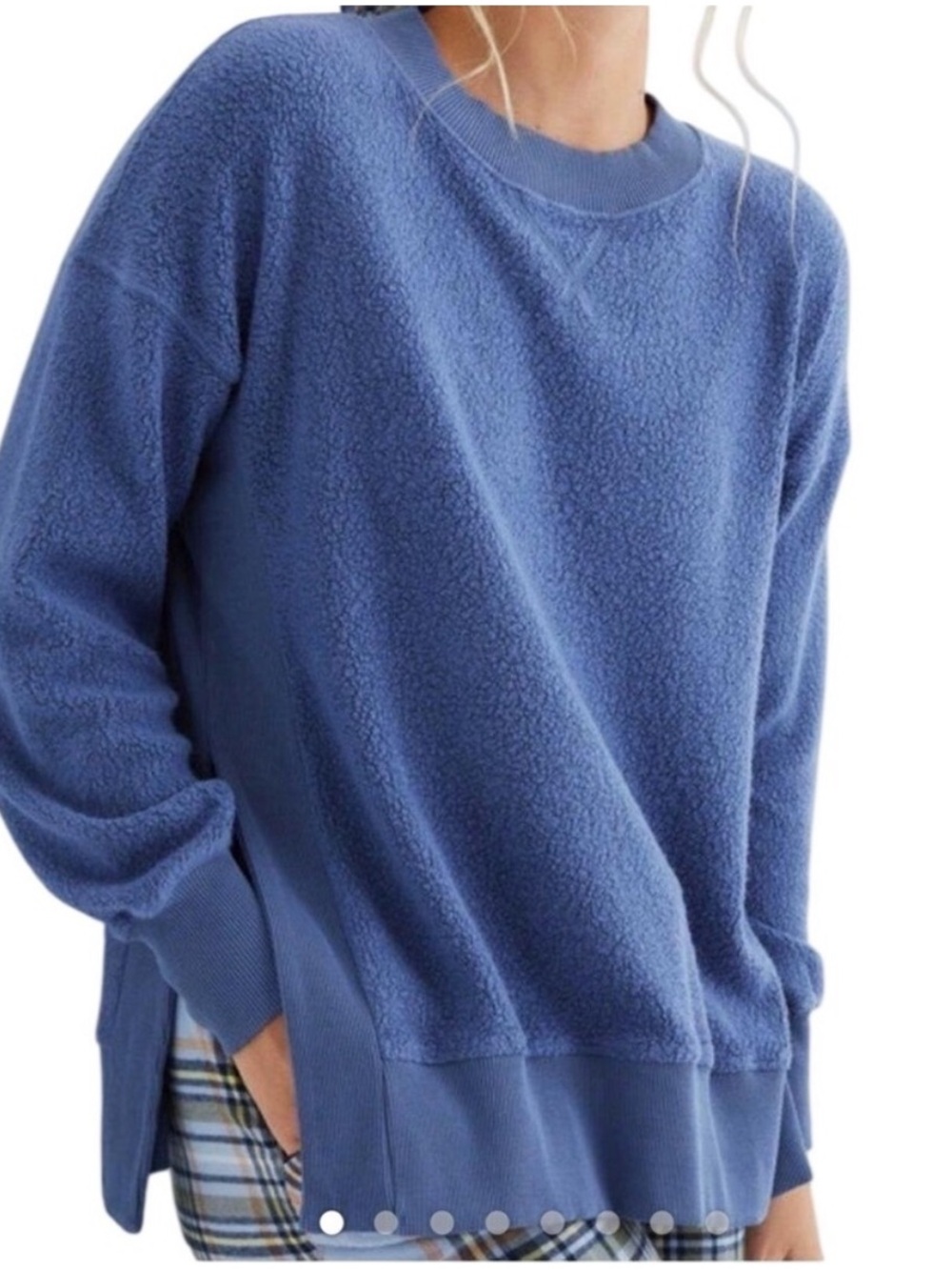 AERIE Blue Plush Oversized Fleece Distressed